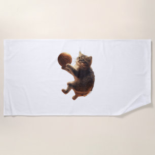 Katze Basketball spielen Funny Cats Mama Meow Kitt Strandtuch