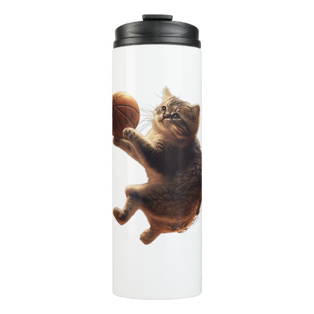 Katze Basketball spielen Funny Cats Mama Meow Kitt Thermosbecher (Vorderseite)
