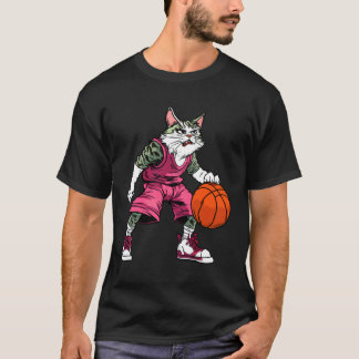 Katze Basketballspieler Basketball Katze T-Shirt