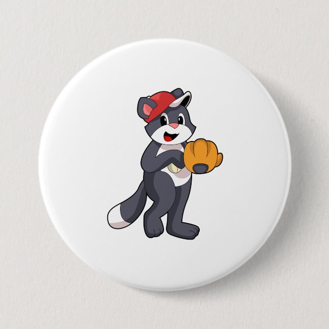 Katze bei Baseball mit Baseball-Handschuh.PNG Button (Vorderseite)