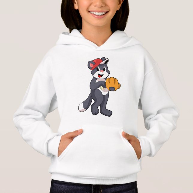 Katze bei Baseball mit Baseball-Handschuh.PNG Hoodie (Vorderseite)