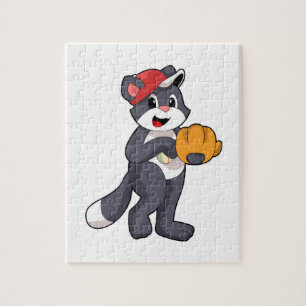 Katze bei Baseball mit Baseball-Handschuh.PNG Puzzle