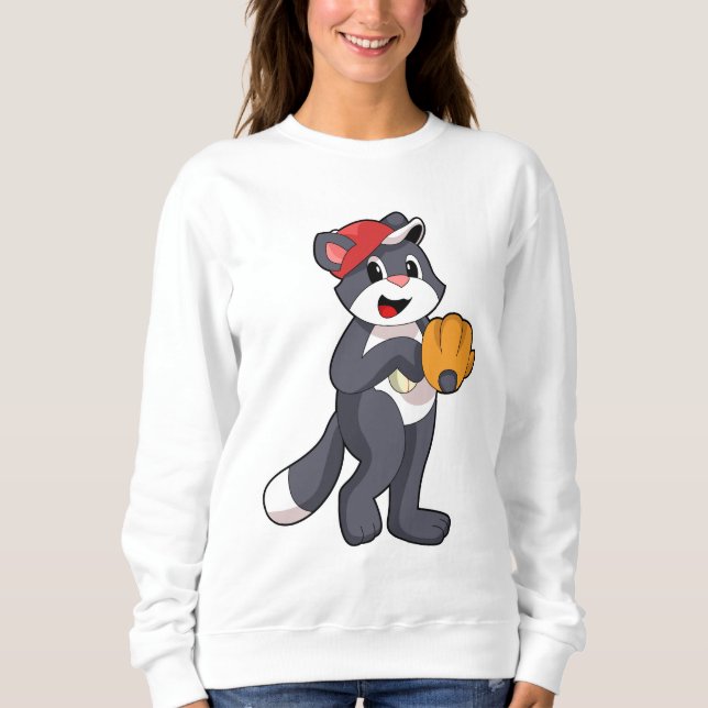 Katze bei Baseball mit Baseball-Handschuh.PNG Sweatshirt (Vorderseite)