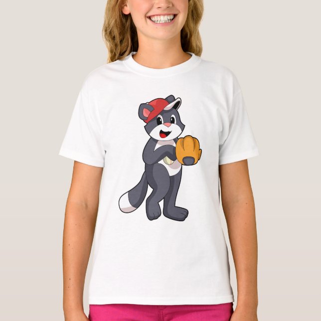 Katze bei Baseball mit Baseball-Handschuh.PNG T-Shirt (Vorderseite)