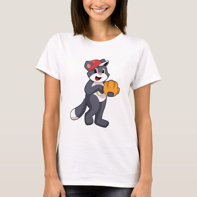 Katze bei Baseball mit Baseball-Handschuh.PNG T-Shirt (Vorderseite)