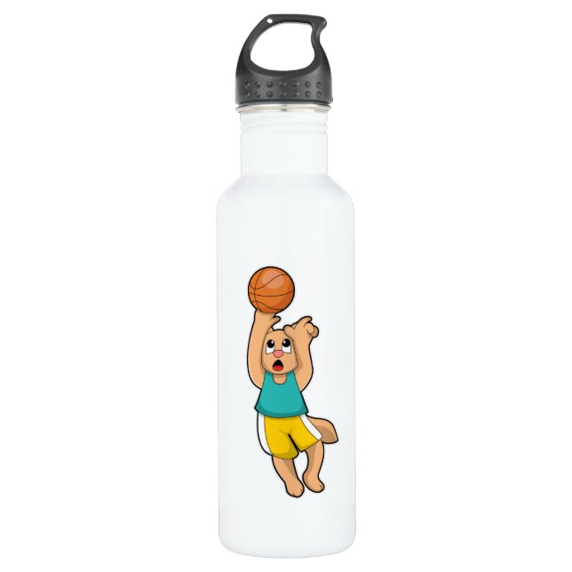 Katze bei Basketball Sports Edelstahlflasche (Vorderseite)