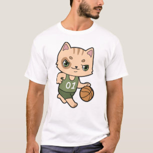 Katze bei Basketball Sports T-Shirt