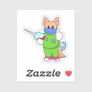 Katze bei Impfung mit Spritze Aufkleber