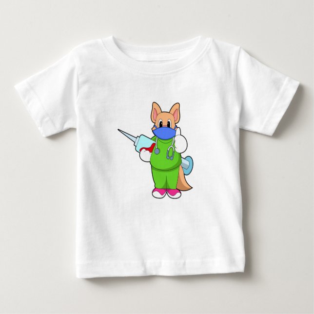 Katze bei Impfung mit Spritze Baby T-shirt (Vorderseite)