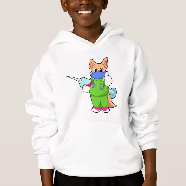Katze bei Impfung mit Spritze Hoodie (Vorderseite)
