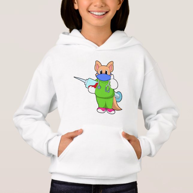Katze bei Impfung mit Spritze Hoodie (Vorderseite)