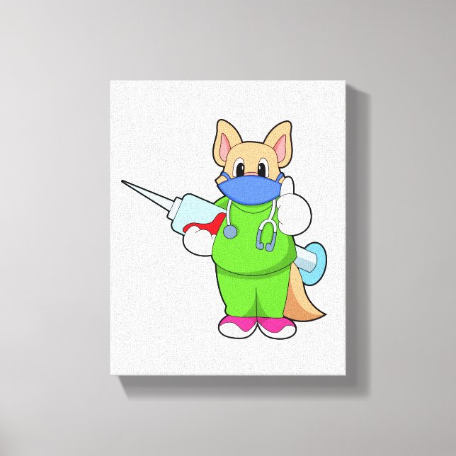 Katze bei Impfung mit Spritze Leinwanddruck (Vorderseite)