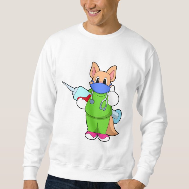 Katze bei Impfung mit Spritze Sweatshirt (Vorderseite)