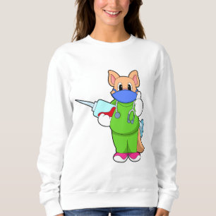 Katze bei Impfung mit Spritze Sweatshirt