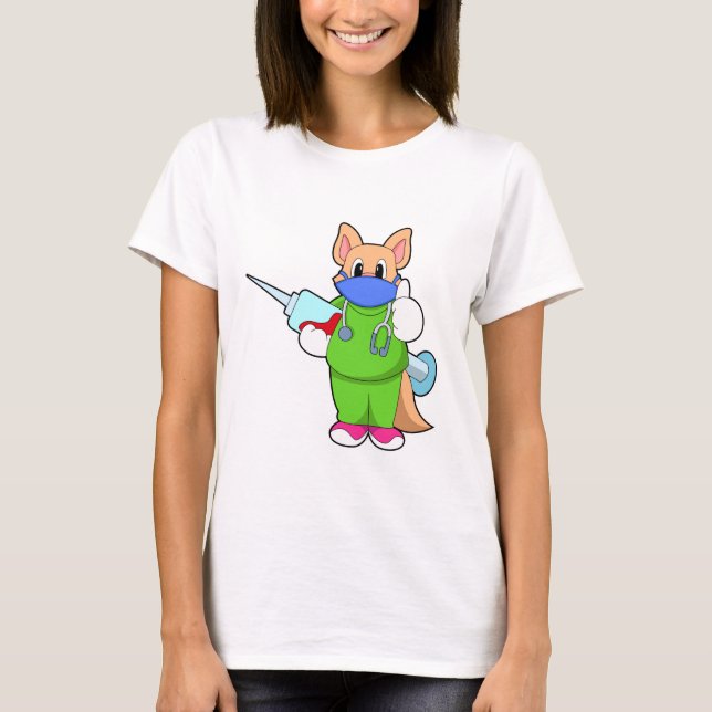 Katze bei Impfung mit Spritze T-Shirt (Vorderseite)