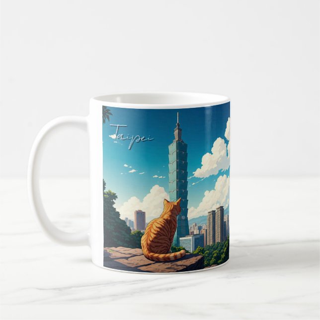 Katze bei Taipei 101 Taiwan Kaffeetasse (Links)