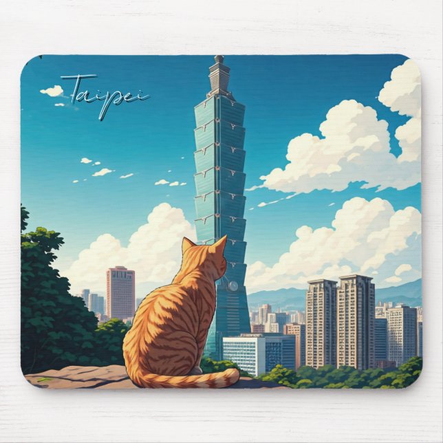 Katze bei Taipei 101 Taiwan Mousepad (Vorne)