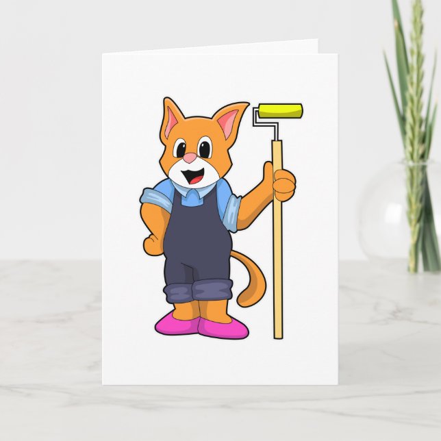 Katze bei Wallpapieren mit Druckwalze Karte (Vorderseite)