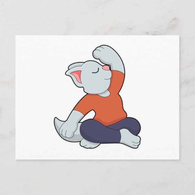Katze bei Yoga in Cross-Baden Postkarte (Vorderseite)