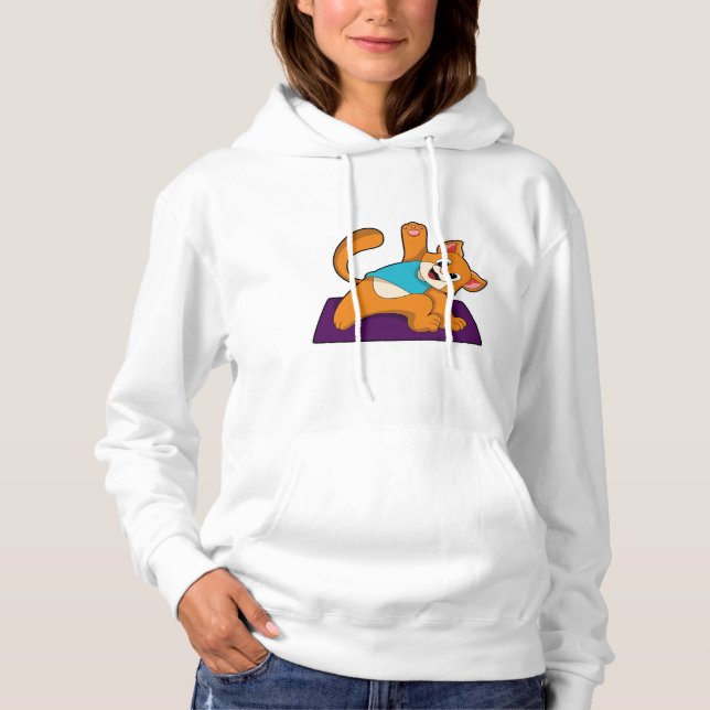 Katze bei Yoga mit Yoga-Matte Hoodie (Vorderseite)