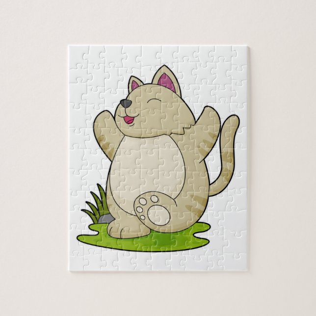 Katze bei Yoga Puzzle (Vertikal)