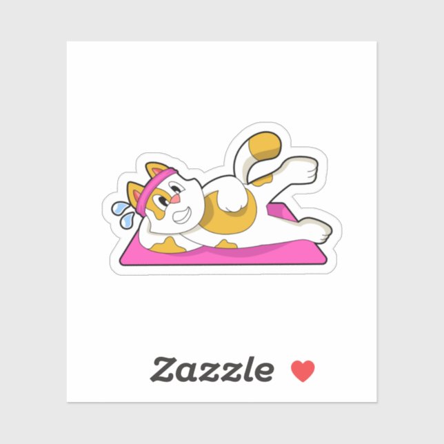 Katze bei Yoga Stretching-Übung Aufkleber (Blatt)