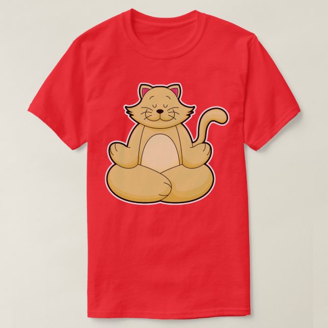 Katze bei Yoga-Stretching-Übung in Cross-Baden T-Shirt (Design vorne)
