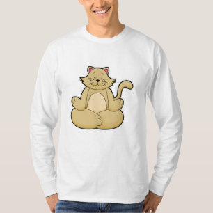 Katze bei Yoga-Stretching-Übung in Cross-Baden T-Shirt