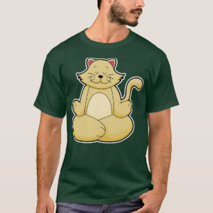Katze bei Yoga-Stretching-Übung in Cross-Baden T-Shirt