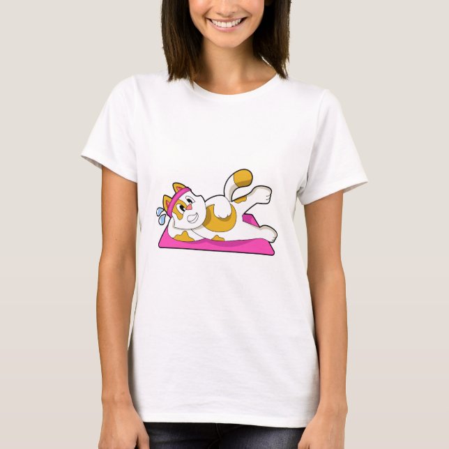 Katze bei Yoga Stretching-Übung T-Shirt (Vorderseite)