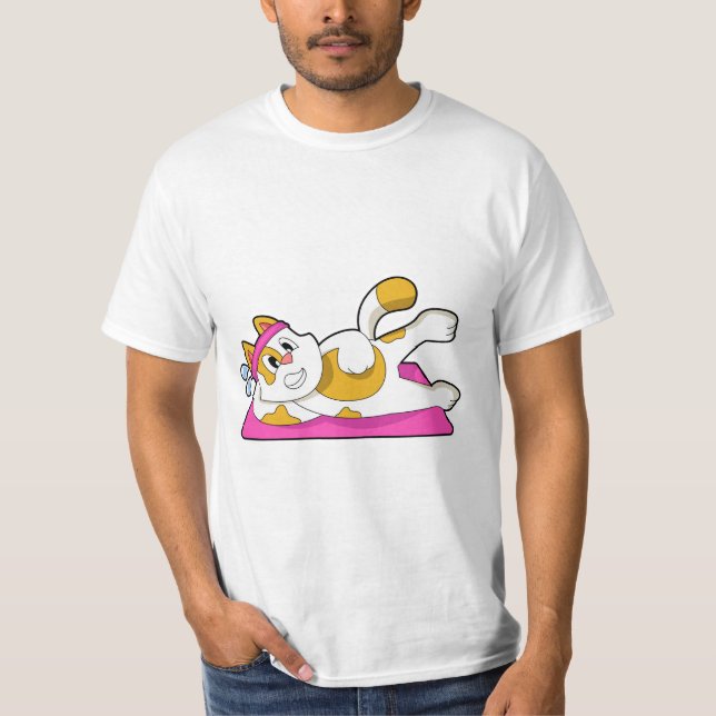 Katze bei Yoga Stretching-Übung T-Shirt (Vorderseite)