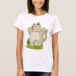 Katze bei Yoga T-Shirt