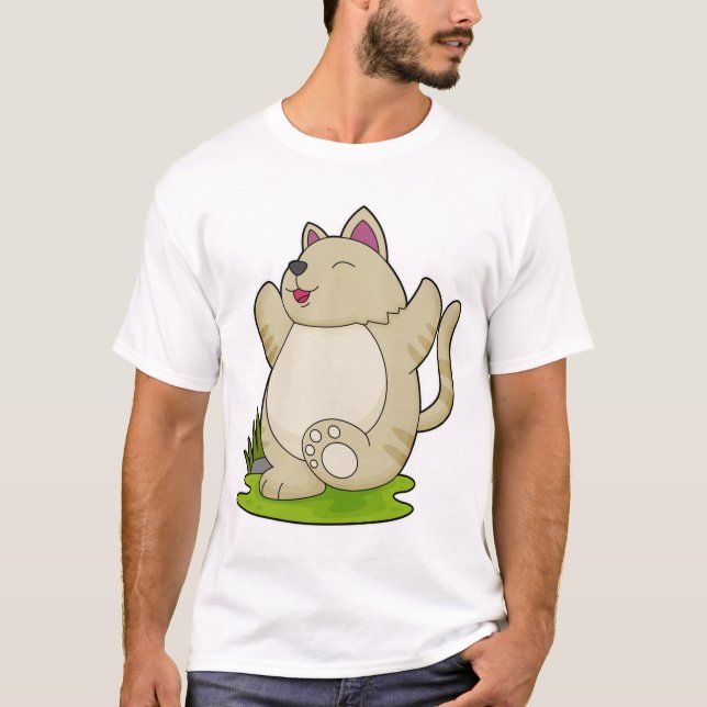 Katze bei Yoga T-Shirt (Vorderseite)