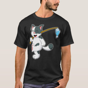 Katze beim Angeln mit Angelrute 1 T-Shirt