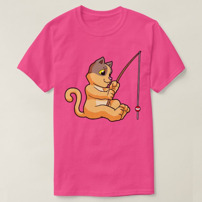 Katze beim Angeln mit Angelrute 3 T-Shirt (Design vorne)
