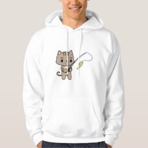 Katze beim Angeln mit Angelrute Hoodie