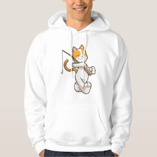 Katze beim Angeln mit Angelrute Hoodie