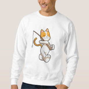 Katze beim Angeln mit Angelrute Sweatshirt