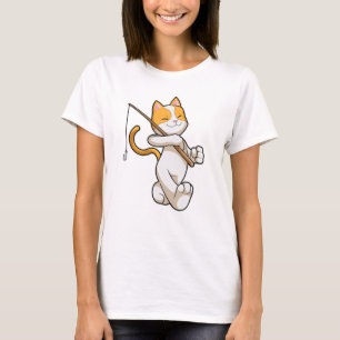 Katze beim Angeln mit Angelrute T-Shirt