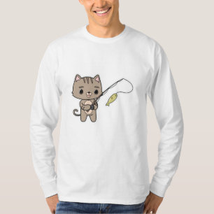 Katze beim Angeln mit Angelrute T-Shirt