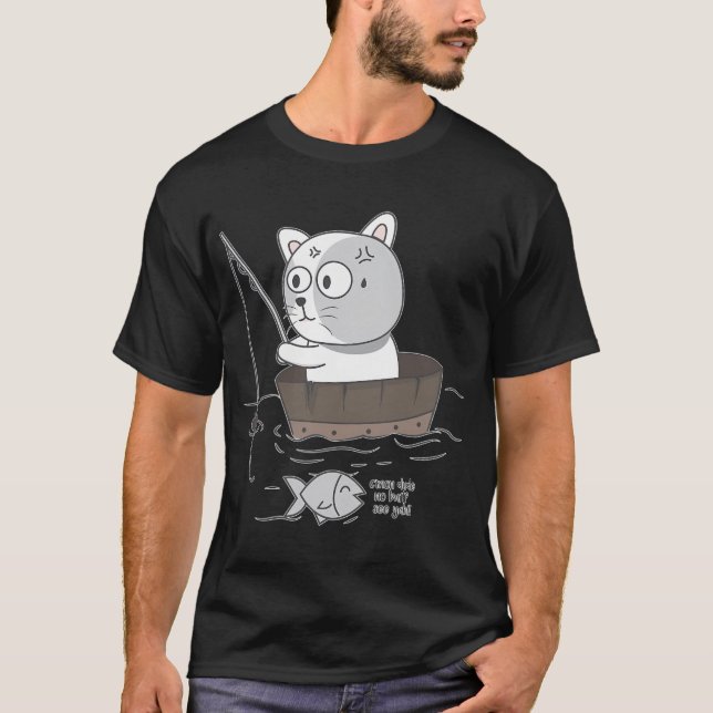 Katze beim Angeln T-Shirt (Vorderseite)