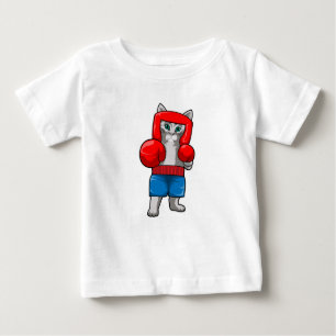 Katze beim Boxen mit Boxhandschuhen Baby T-shirt