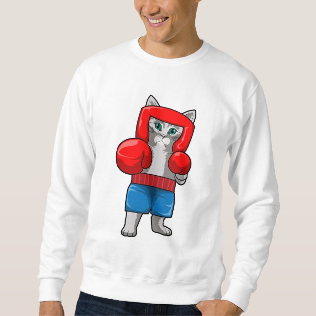 Katze beim Boxen mit Boxhandschuhen Sweatshirt (Vorderseite)