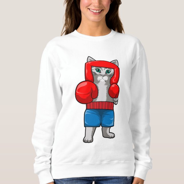 Katze beim Boxen mit Boxhandschuhen Sweatshirt (Vorderseite)