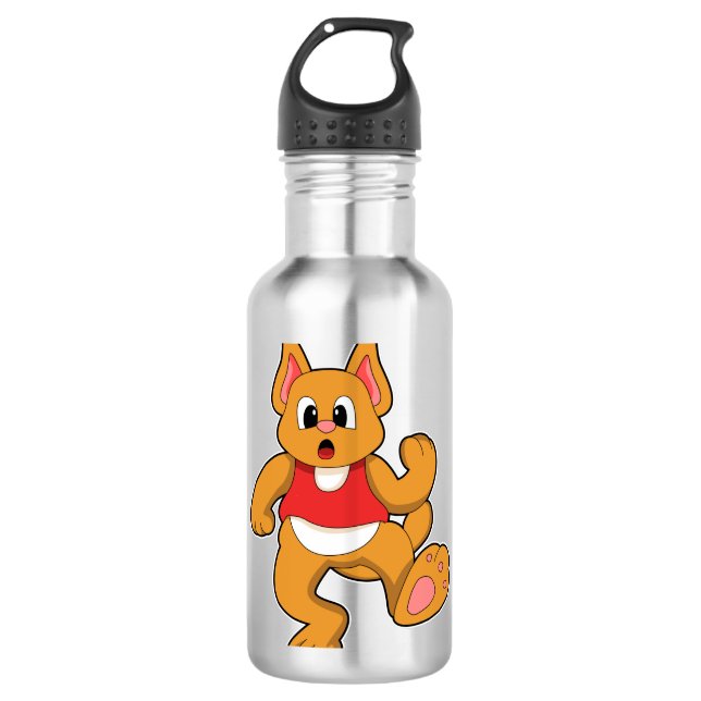 Katze beim Laufen Edelstahlflasche (Vorderseite)