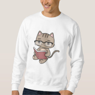 Katze beim Lesen mit Buch Sweatshirt