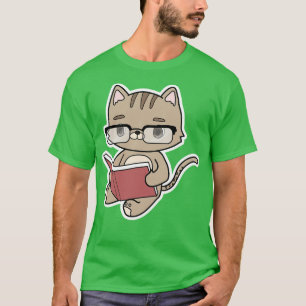 Katze beim Lesen mit Buch T-Shirt