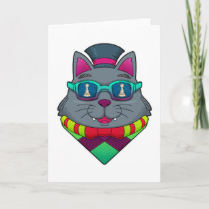 Katze beim Schachspiel mit Schachfigur Bauer Karte