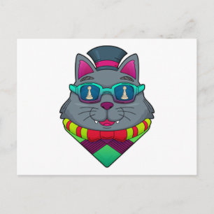 Katze beim Schachspiel mit Schachfigur Bauer Postkarte