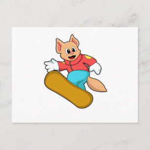 Katze beim Snowboard Sports Postkarte